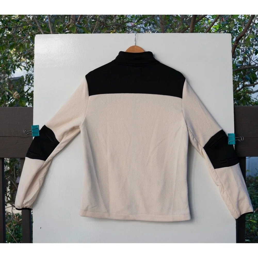 Stone Falcon‎ Men's Size Small White Black Full Zip Fleece Hoodie Jacket